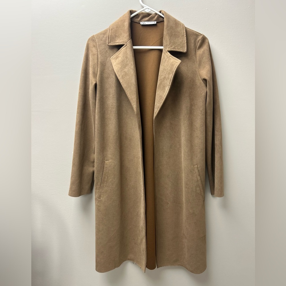Zara Women’s Faux‎ Suede Light Brown Trench Coat